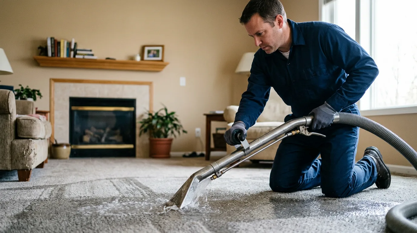 Water damage restoration technician working near Pentwater, MI